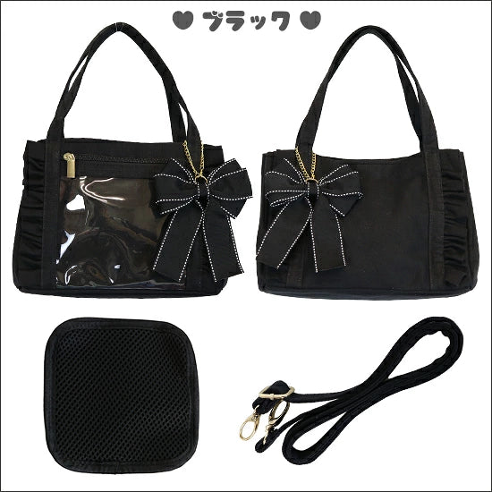 [預訂款] [請先向客服查詢日本庫存] 痛包 痛バッグ 單肩包 迷你帆布荷葉邊透明展示手提包 附大蝴蝶結吊飾（全8色） SZAK0008