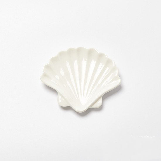[In Stock] Seashell Porcelain Plate (2 designs; large light blue, fine white) SH0115