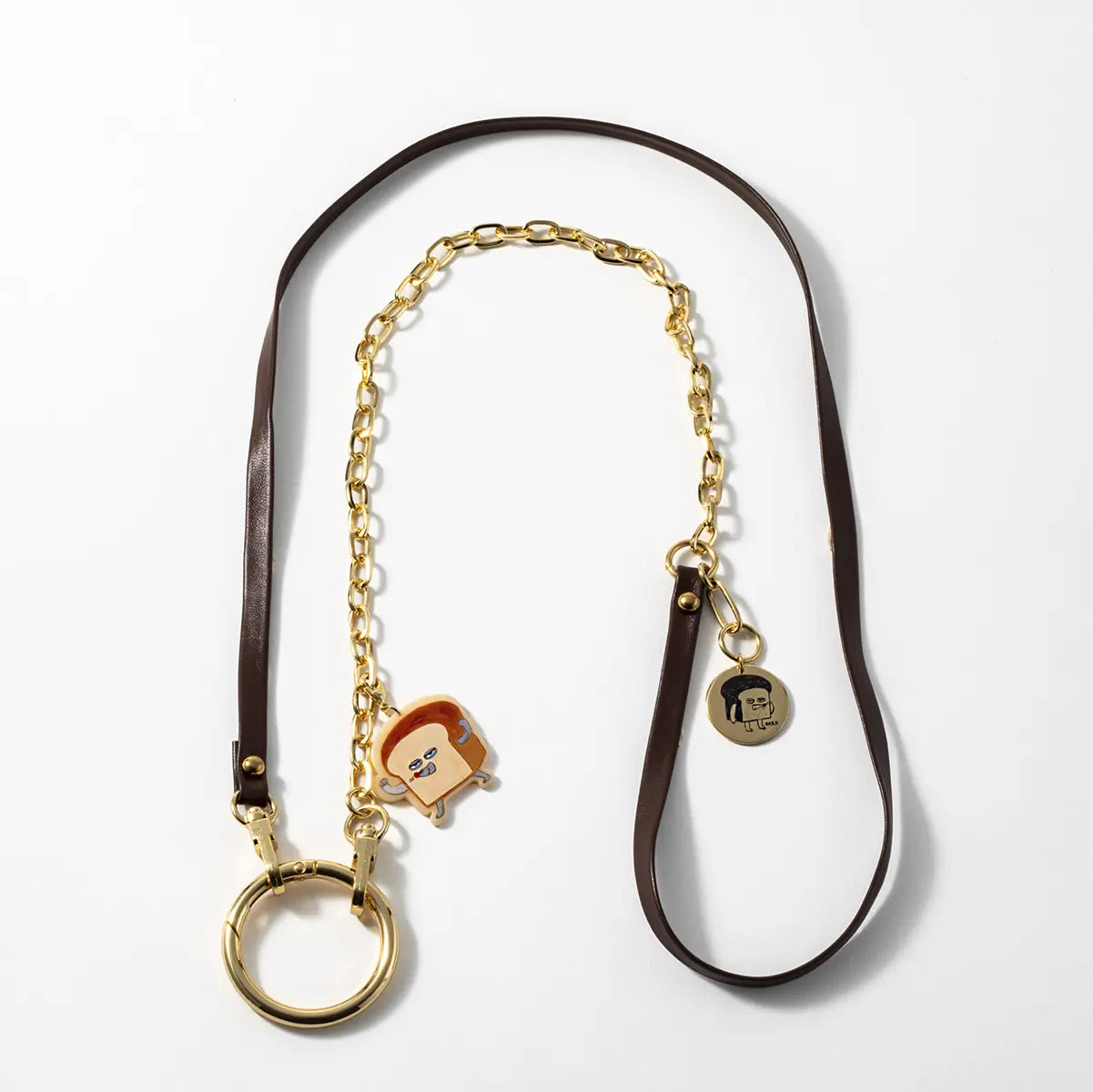 [現貨]パンどろぼう麵包小偷 ~ POP-UP限定- 皮革X金屬鍊子 多層次手機斜背帶 SBB0119
