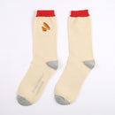 [現貨] パンどろぼう麵包小偷 米白色配紅邊襪子 SBB0128