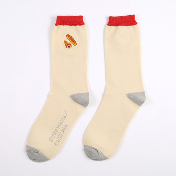 [現貨] パンどろぼう麵包小偷 米白色配紅邊襪子 SBB0128