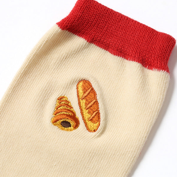 [現貨] パンどろぼう麵包小偷 米白色配紅邊襪子 SBB0128