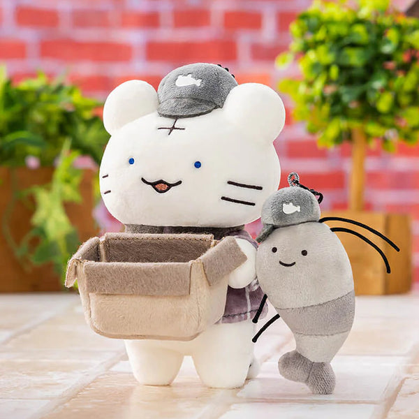[準現貨][約11月頭到貨] ホワイトタイガーとブラックタイガー (小白虎與黑虎蝦) X Sanrio Characters- 公仔吊飾 （配達員さんなマスコット）STE0014