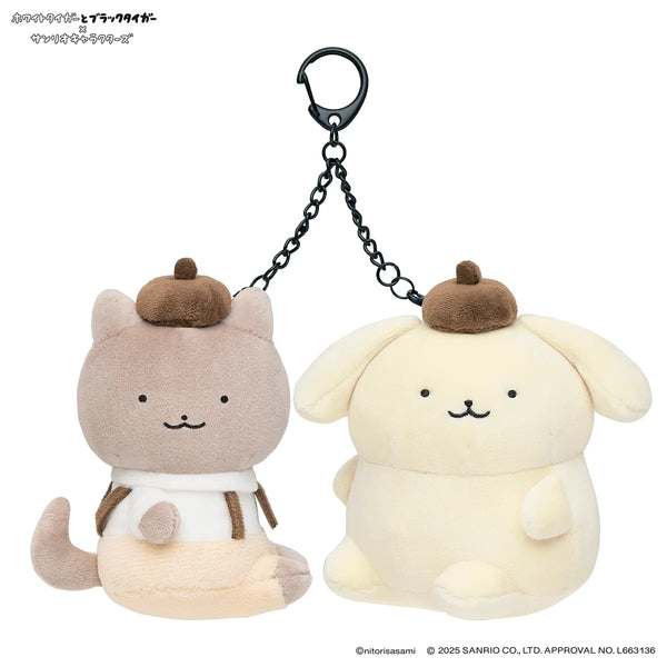 [準現貨][約11月頭到貨] ホワイトタイガーとブラックタイガー (小白虎與黑虎蝦) X Sanrio Characters- 公仔吊飾 （犬のおまわりさん＆ポムポムプリン布甸狗）STE0010