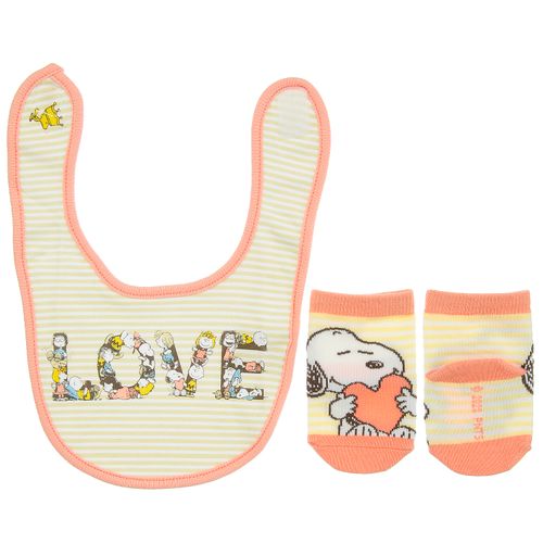 [現貨] PEANUTS Snoopy史努比寶寶LOVE字嬰兒口水肩＋襪仔套裝 SBK0015