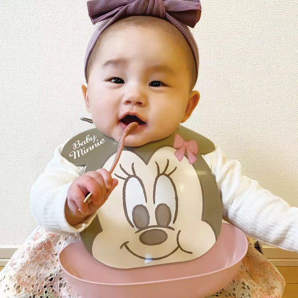 [現貨]  日本迪士尼-日本製嬰兒可調節圍兜圍裙-米妮 SBK0010