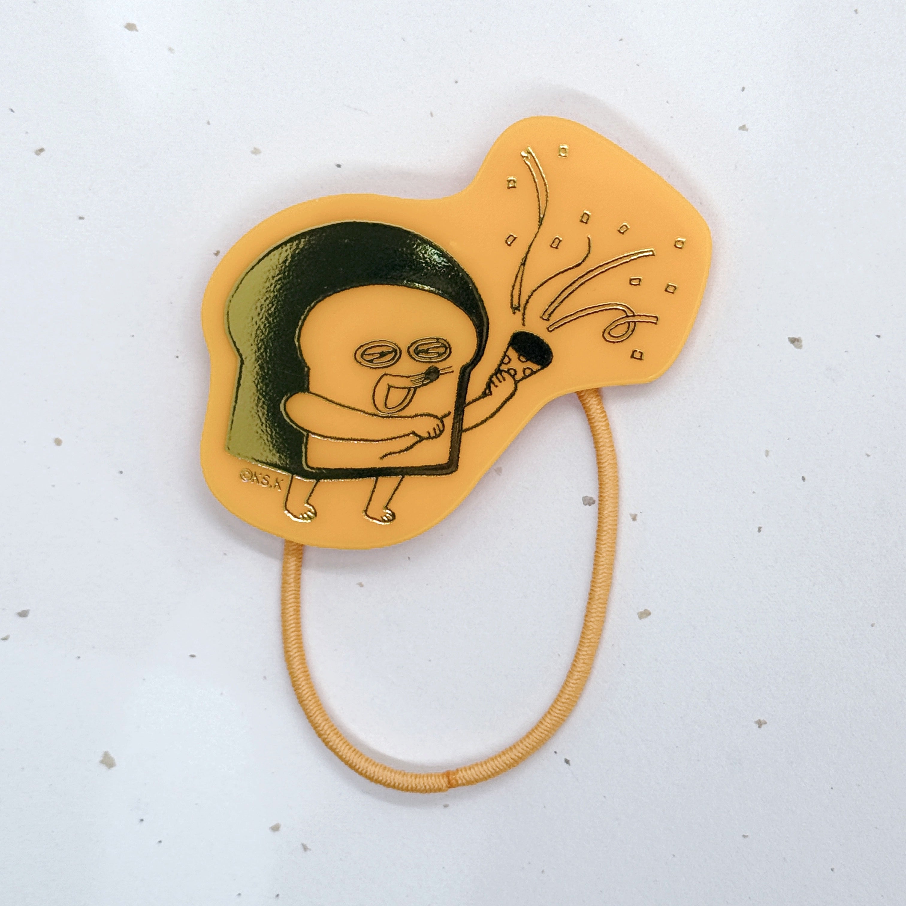 [現貨] パンどろぼう麵包小偷-麵包小偷5周年限定系列-亞克力膠配燙金圖案髮圈-橙黃色 SBB0162