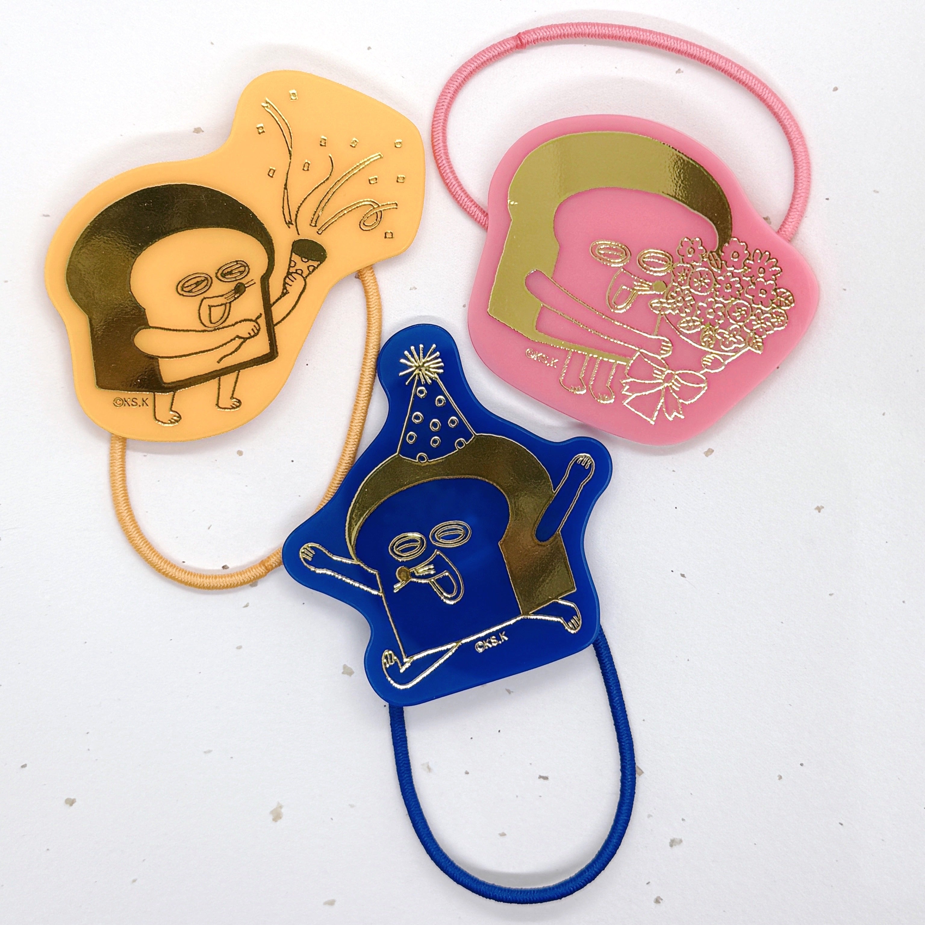 [現貨] パンどろぼう麵包小偷-麵包小偷5周年限定系列-亞克力膠配燙金圖案髮圈-橙黃色 SBB0162