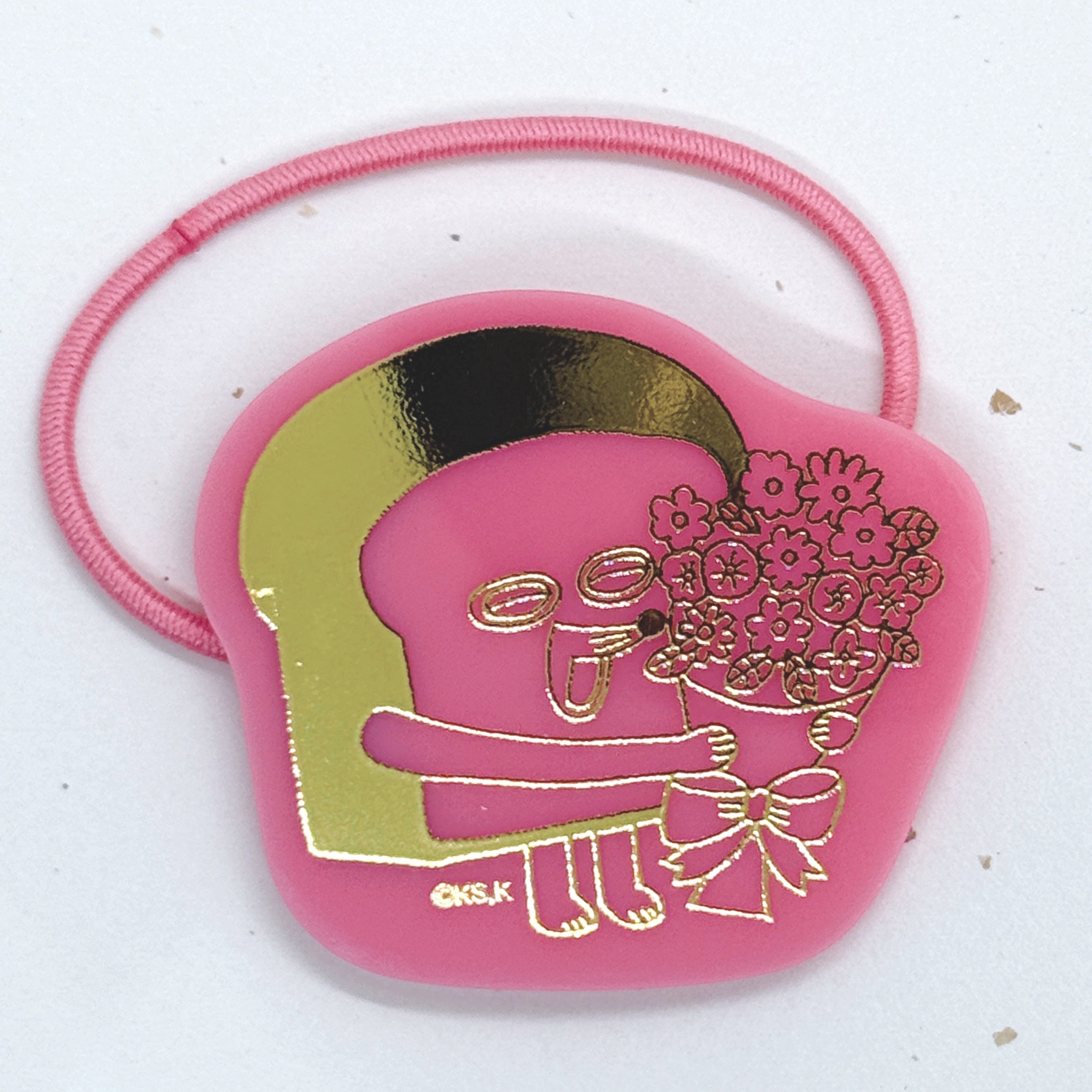 [現貨] パンどろぼう麵包小偷-麵包小偷5周年限定系列-亞克力膠配燙金圖案髮圈-粉紅色 SBB0164