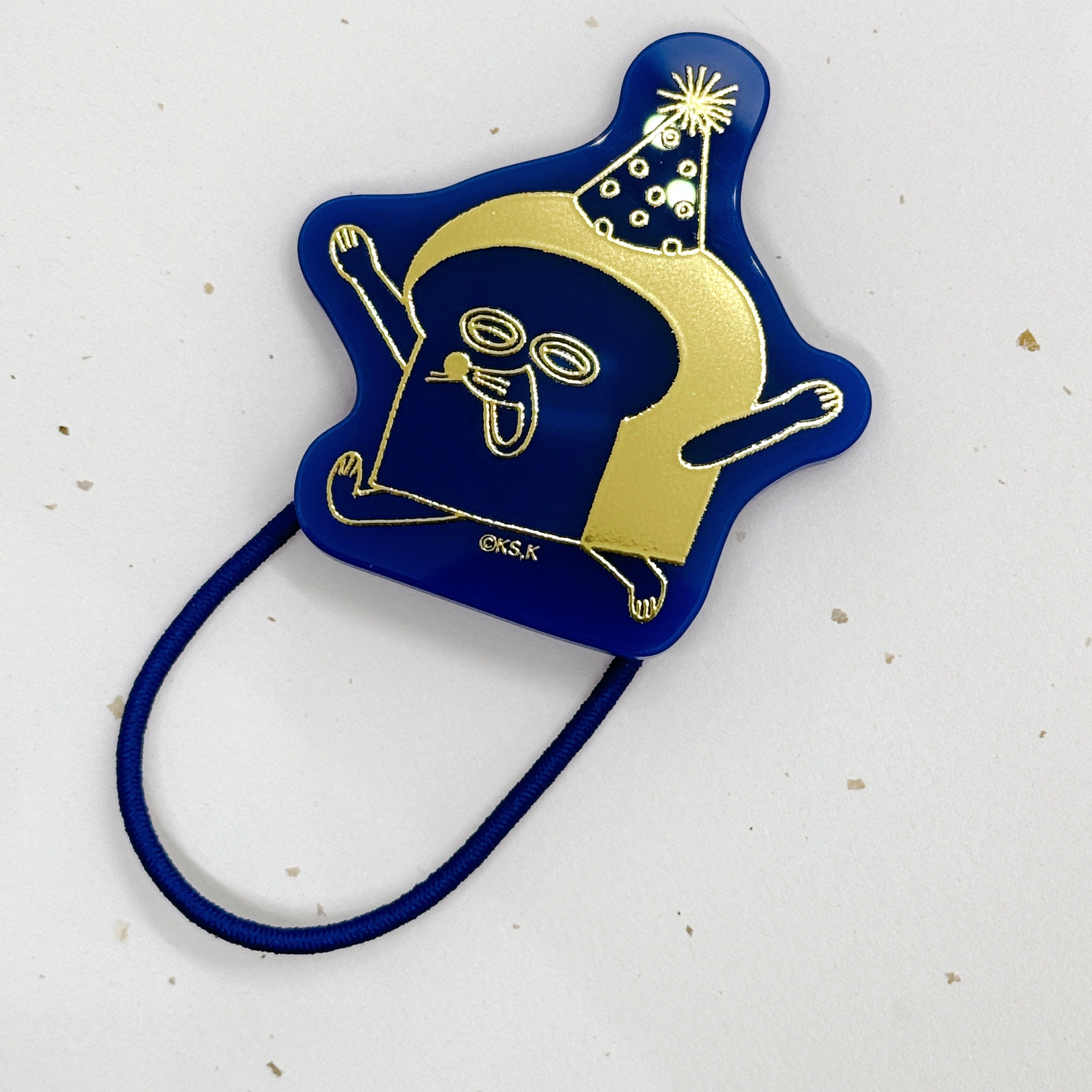 [現貨] パンどろぼう麵包小偷-麵包小偷5周年限定系列-亞克力膠配燙金圖案髮圈-藍色 SBB0163