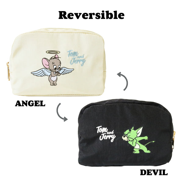 [In Stock] Tom and Jerry ~ Angel X Devil Series! Black and White Reversible Tote Bag - Jerry STJ0177