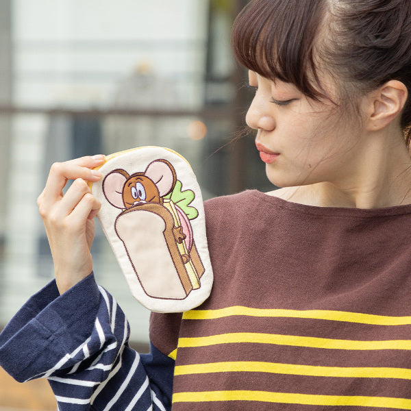 [現貨]Tom and Jerry ~扁平三明治刺繡圖案收納包-Jerry STJ0196