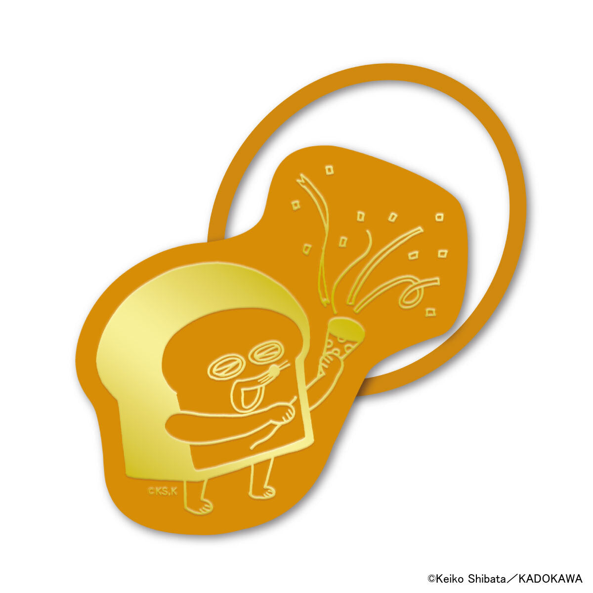 [現貨] パンどろぼう麵包小偷-麵包小偷5周年限定系列-亞克力膠配燙金圖案髮圈-橙黃色 SBB0162