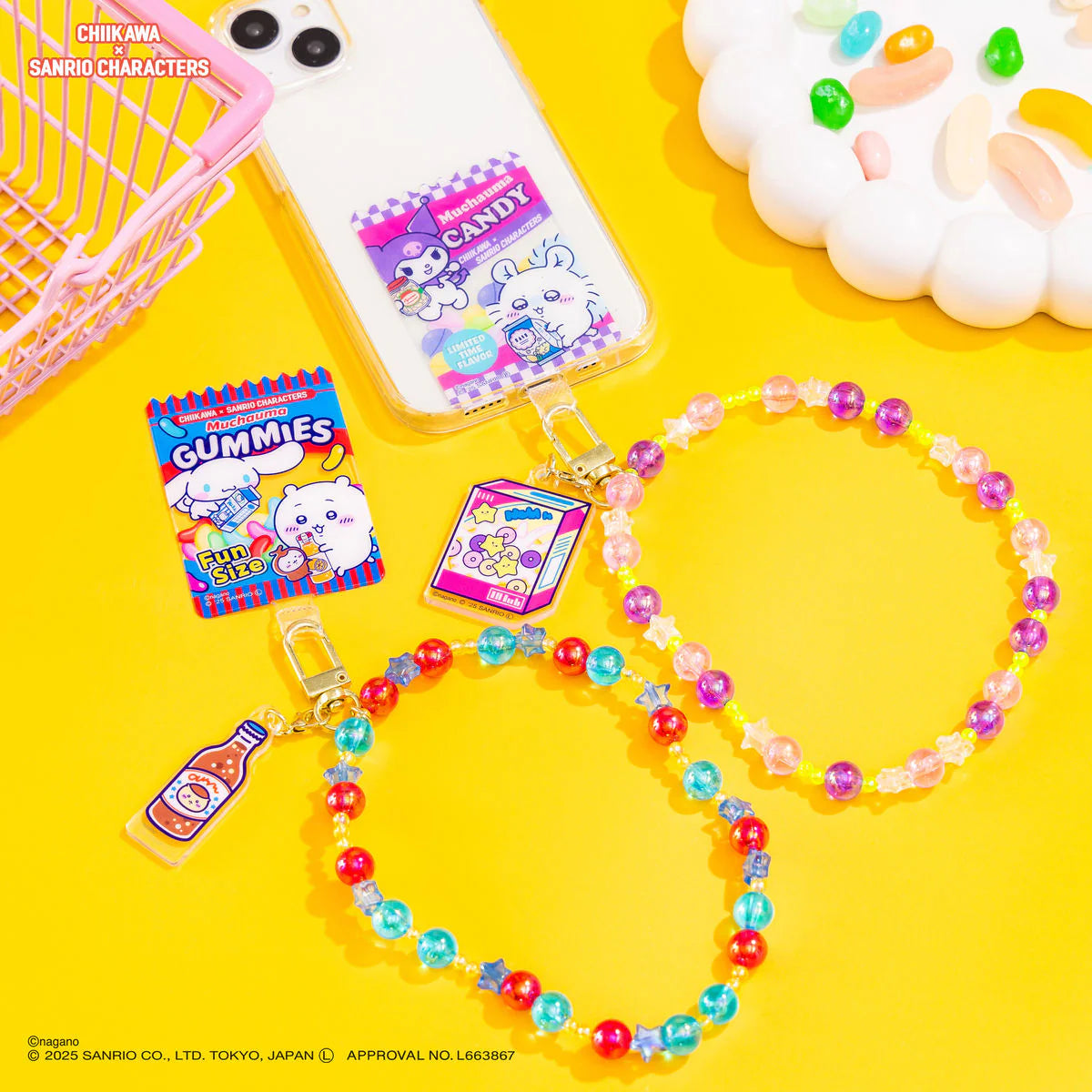 [現貨] ちいかわCHIIKAWA X SANRIO聯乘系列- ちいかわ小可愛  X  玉桂狗珠鏈電話繩  SCH1395