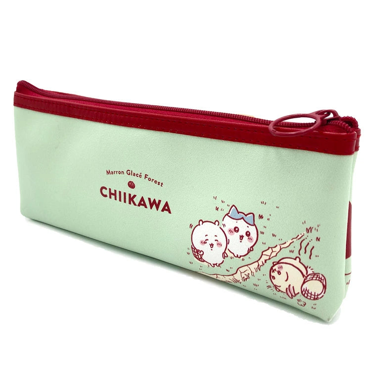 [In Stock] Chiikawa - Manga-style Pattern Pencil Case (Dark Red Zipper) SCH0926