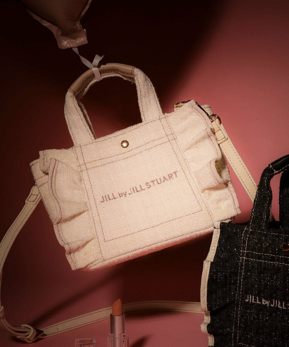 [預訂款] [請先向客服查詢日本庫存] JILL by JILL STUART- 經典波浪荷葉邊小巧粗花呢迷你兩用手提包（全4色） SG0094