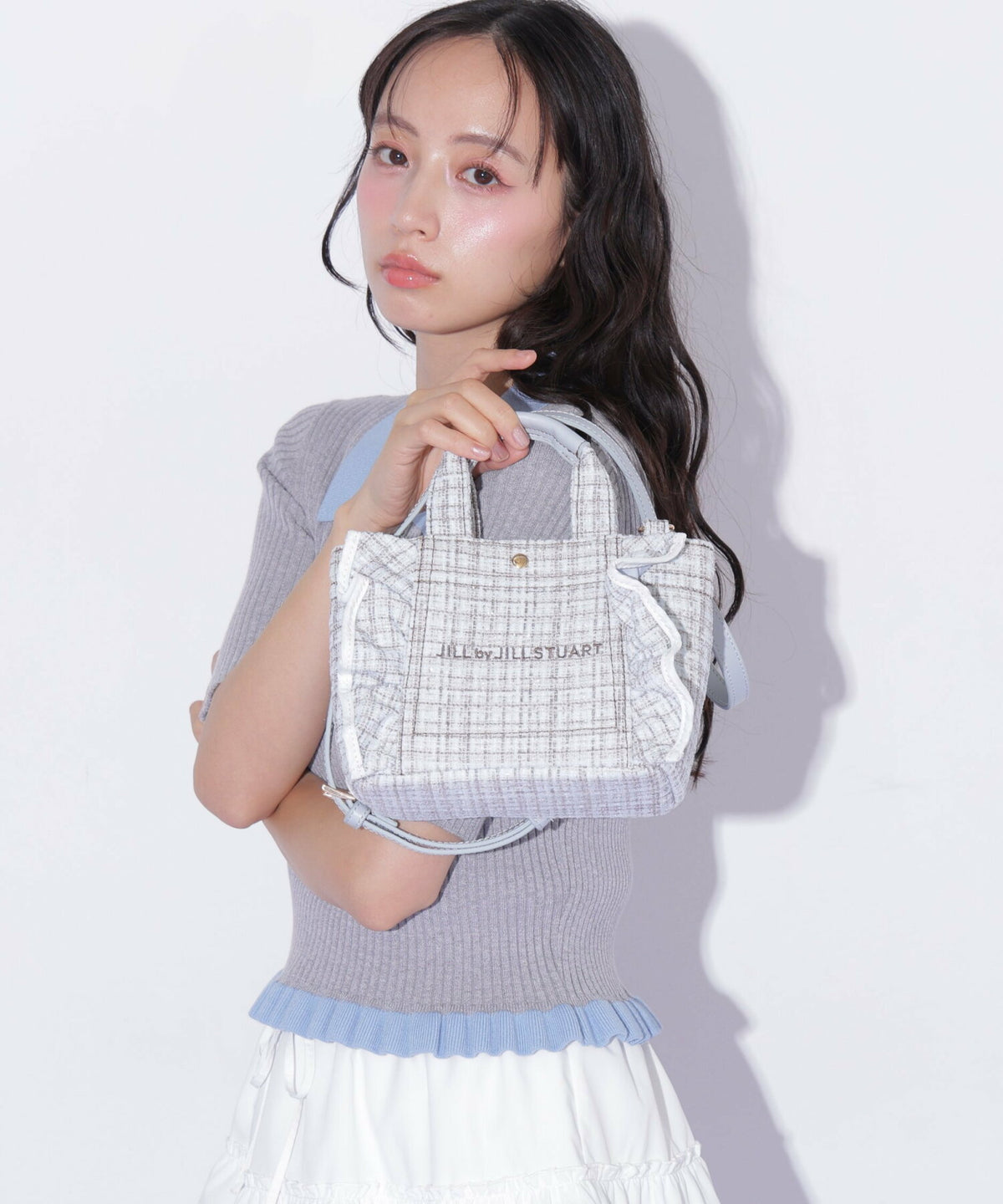 [預訂款] [請先向客服查詢日本庫存] JILL by JILL STUART- 經典波浪荷葉邊小巧粗花呢迷你兩用手提包（全4色） SG0094
