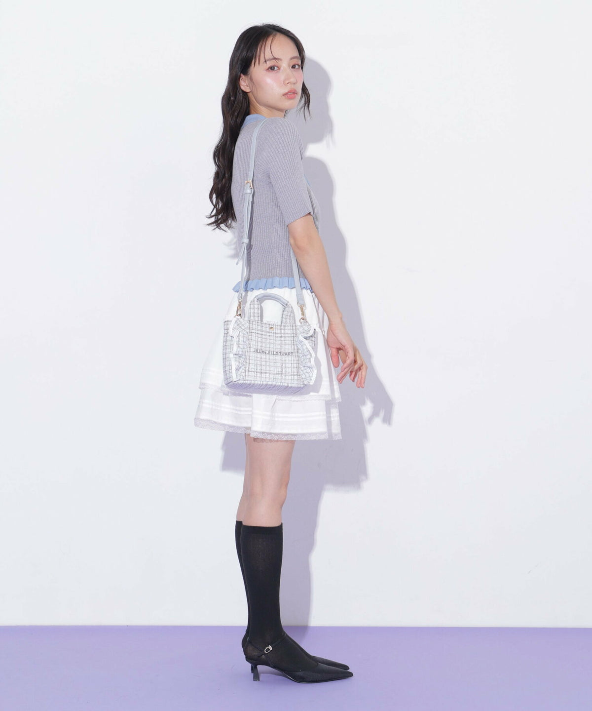 [預訂款] [請先向客服查詢日本庫存] JILL by JILL STUART- 經典波浪荷葉邊小巧粗花呢迷你兩用手提包（全4色） SG0094