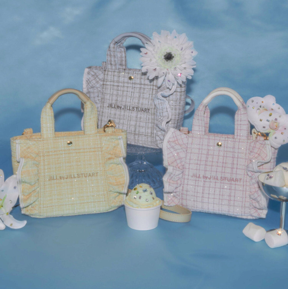 [預訂款] [請先向客服查詢日本庫存] JILL by JILL STUART- 經典波浪荷葉邊小巧粗花呢迷你兩用手提包（全4色） SG0094