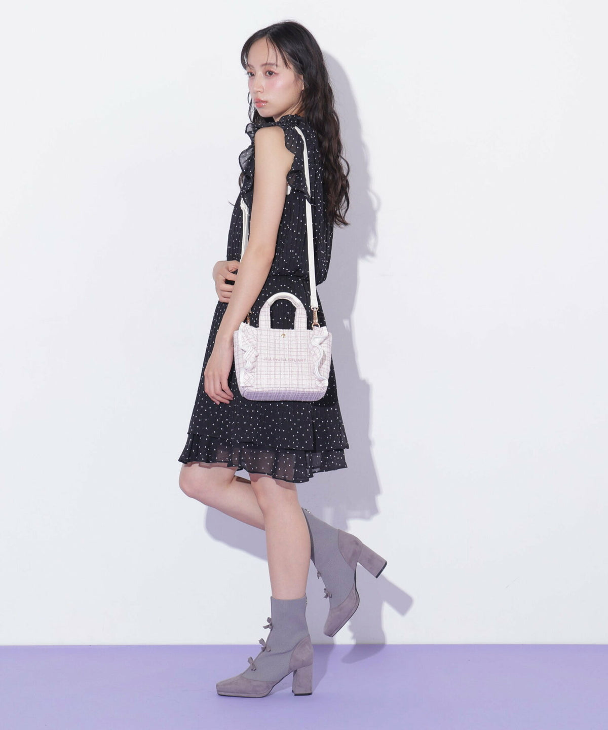 [預訂款] [請先向客服查詢日本庫存] JILL by JILL STUART- 經典波浪荷葉邊小巧粗花呢迷你兩用手提包（全4色） SG0094