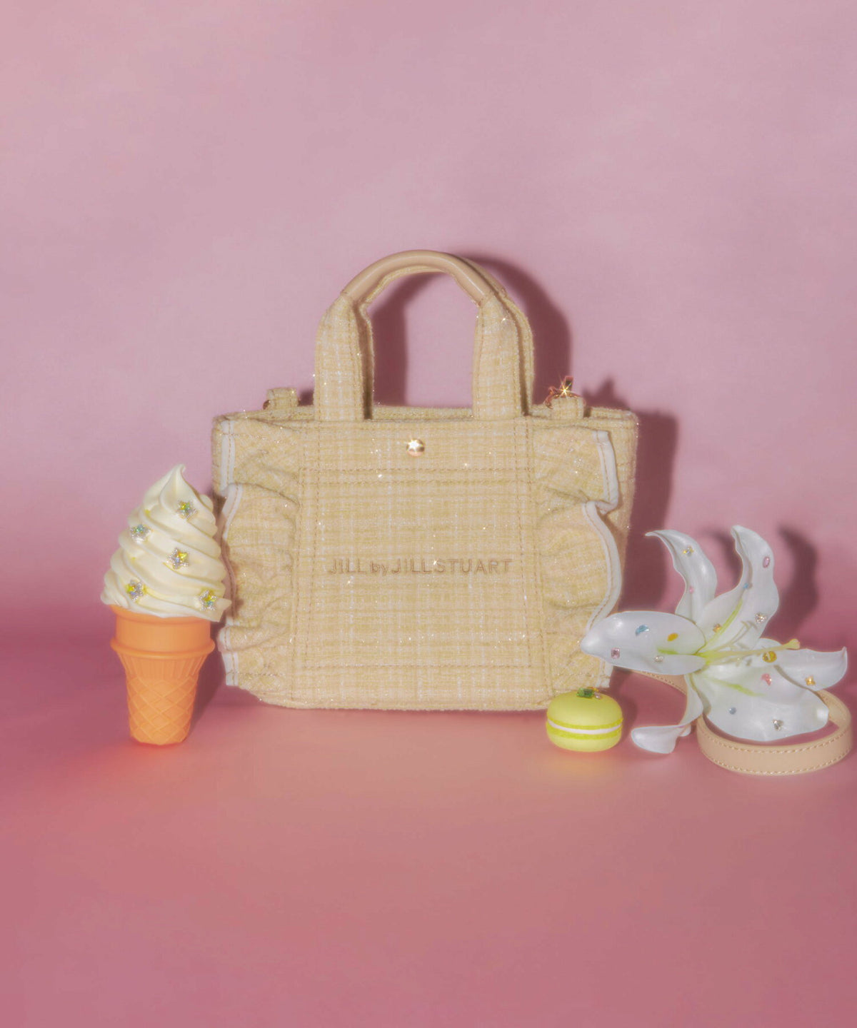[預訂款] [請先向客服查詢日本庫存] JILL by JILL STUART- 經典波浪荷葉邊小巧粗花呢迷你兩用手提包（全4色） SG0094