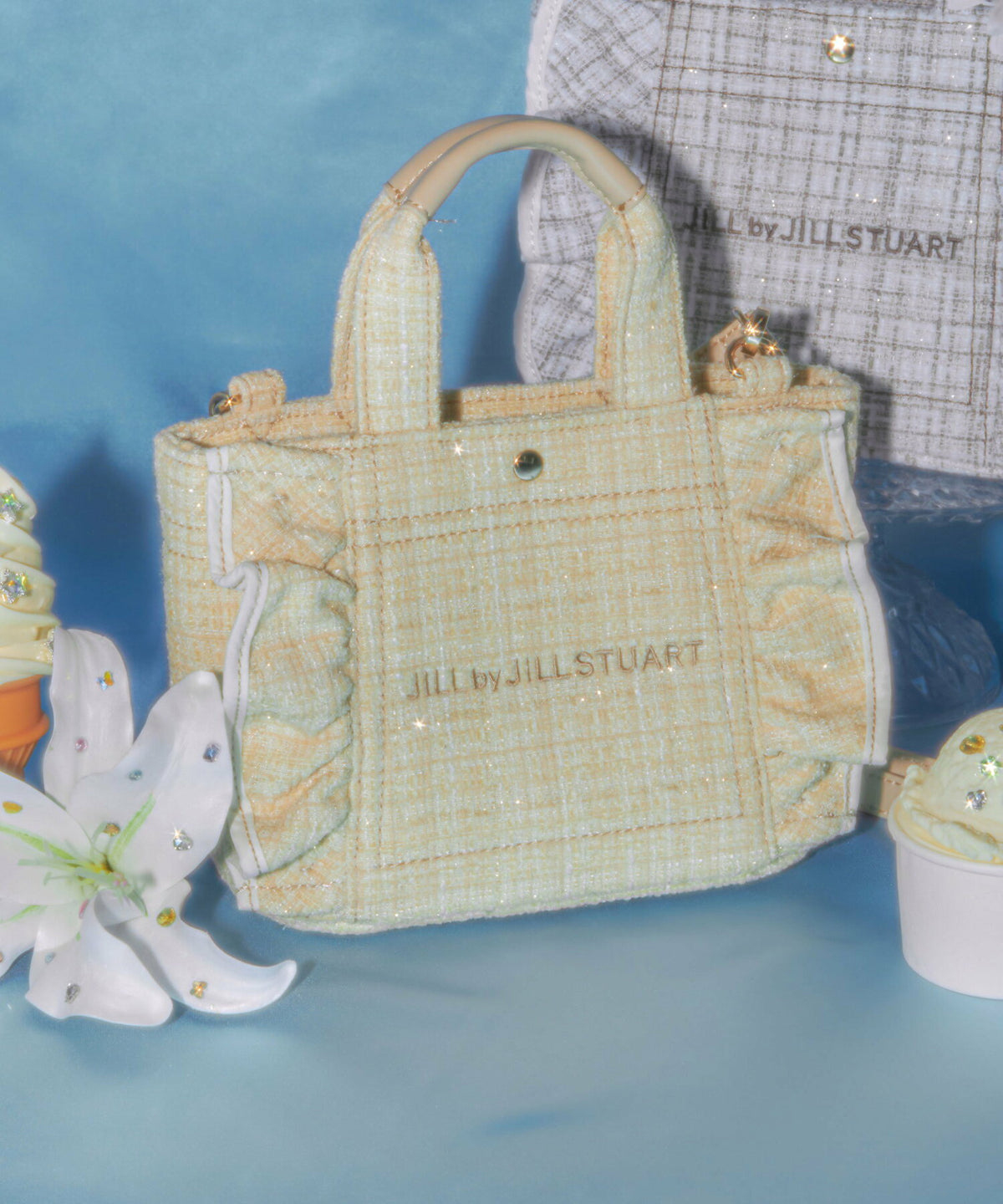 [預訂款] [請先向客服查詢日本庫存] JILL by JILL STUART- 經典波浪荷葉邊小巧粗花呢迷你兩用手提包（全4色） SG0094