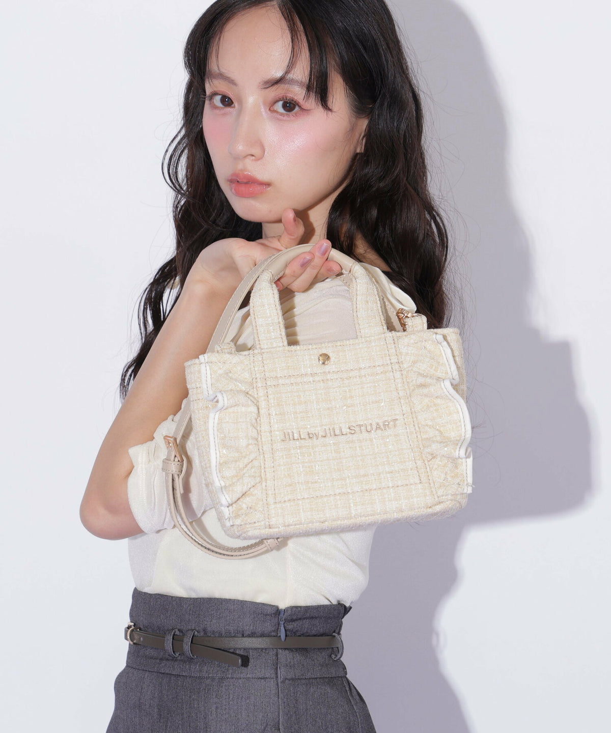[預訂款] [請先向客服查詢日本庫存] JILL by JILL STUART- 經典波浪荷葉邊小巧粗花呢迷你兩用手提包（全4色） SG0094