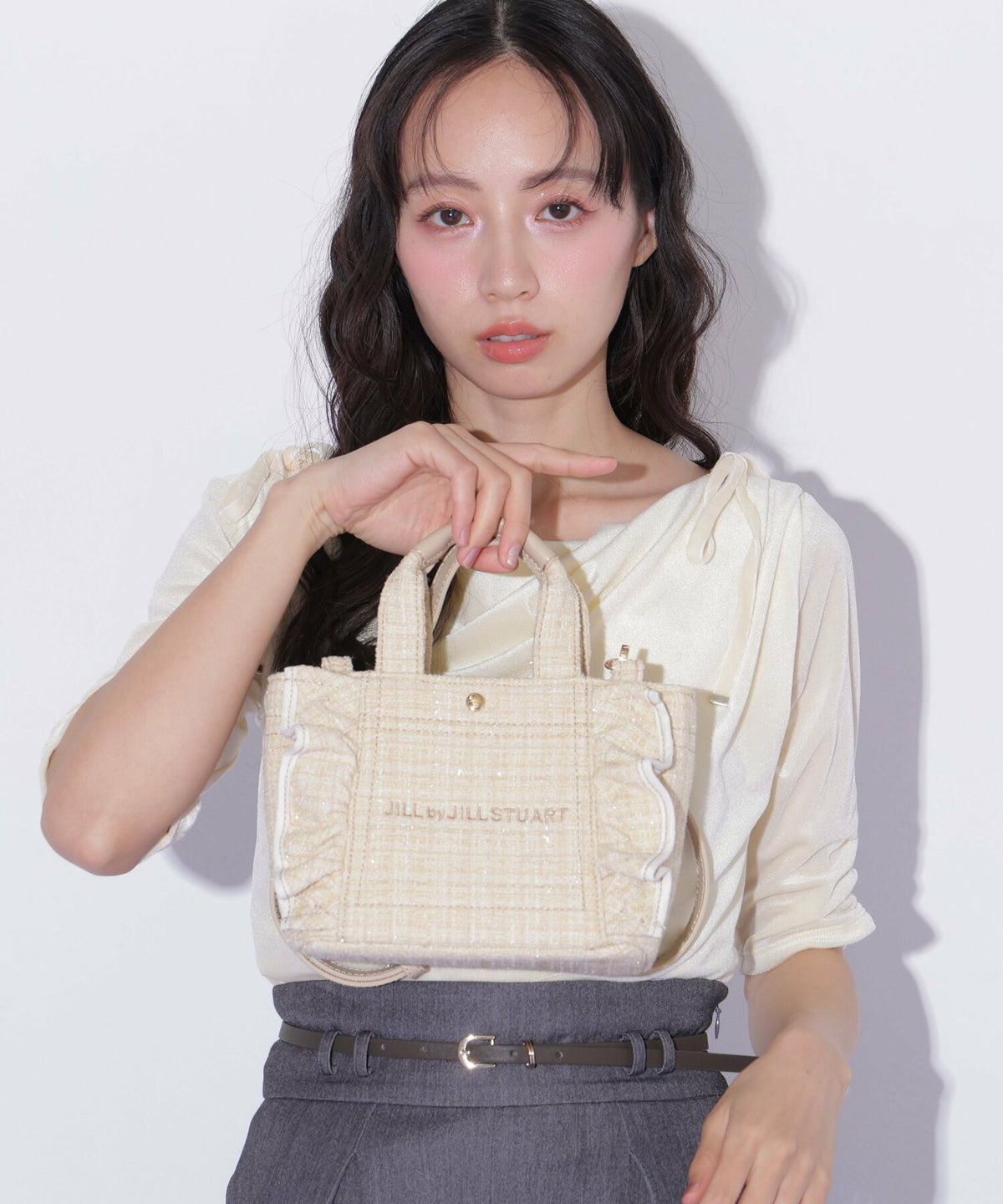 [預訂款] [請先向客服查詢日本庫存] JILL by JILL STUART- 經典波浪荷葉邊小巧粗花呢迷你兩用手提包（全4色） SG0094