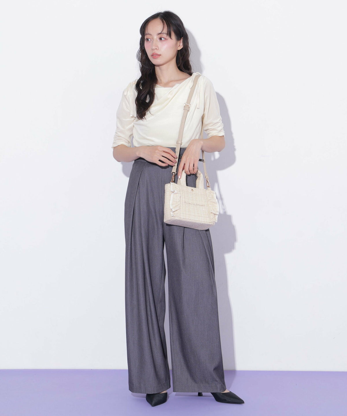 [預訂款] [請先向客服查詢日本庫存] JILL by JILL STUART- 經典波浪荷葉邊小巧粗花呢迷你兩用手提包（全4色） SG0094