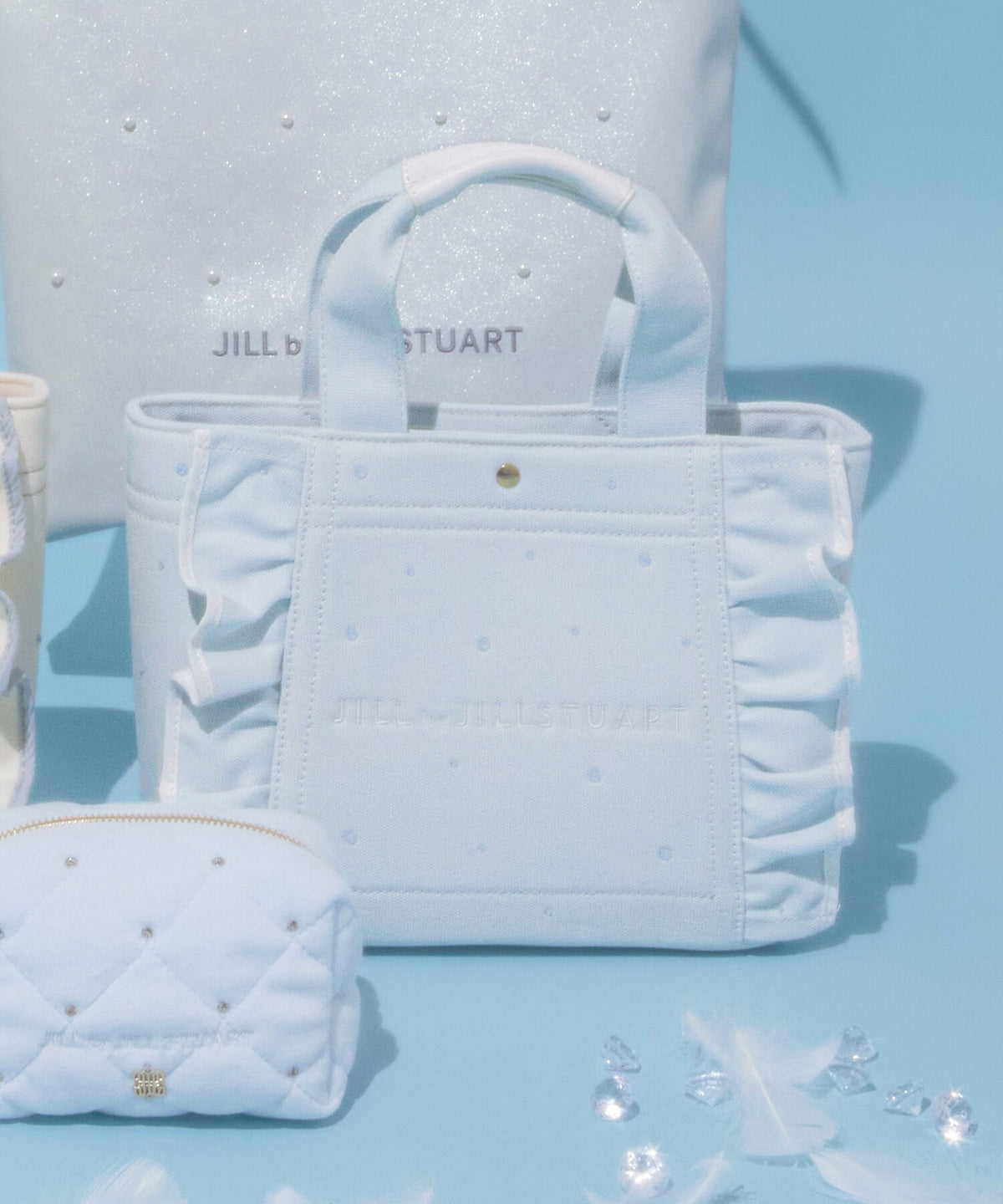 [預訂款] [請先向客服查詢日本庫存] JILL by JILL STUART- 耀眼寶石水鑽大體量波浪荷葉邊帆布兩用手提托特包（全3色） SG0097