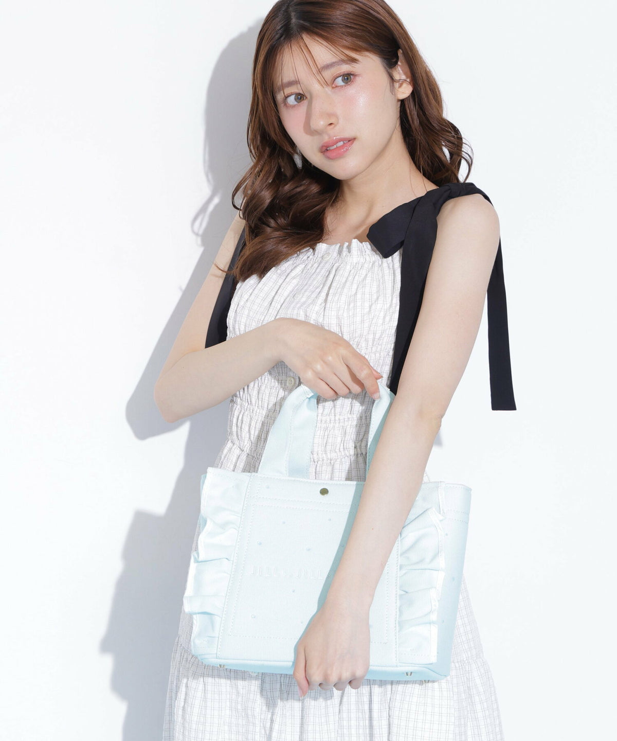 [預訂款] [請先向客服查詢日本庫存] JILL by JILL STUART- 耀眼寶石水鑽大體量波浪荷葉邊帆布兩用手提托特包（全3色） SG0097