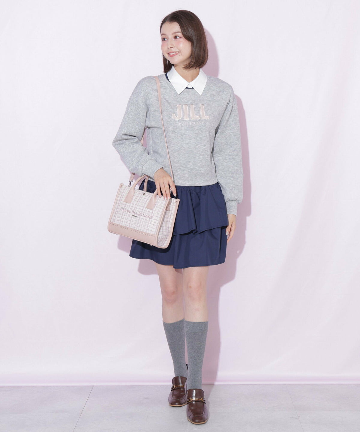 [預訂款] [請先向客服查詢日本庫存] JILL by JILL STUART- 精緻華麗閃耀水鑽撞色粗花呢雙肩帶托特包（全4色） SG0092