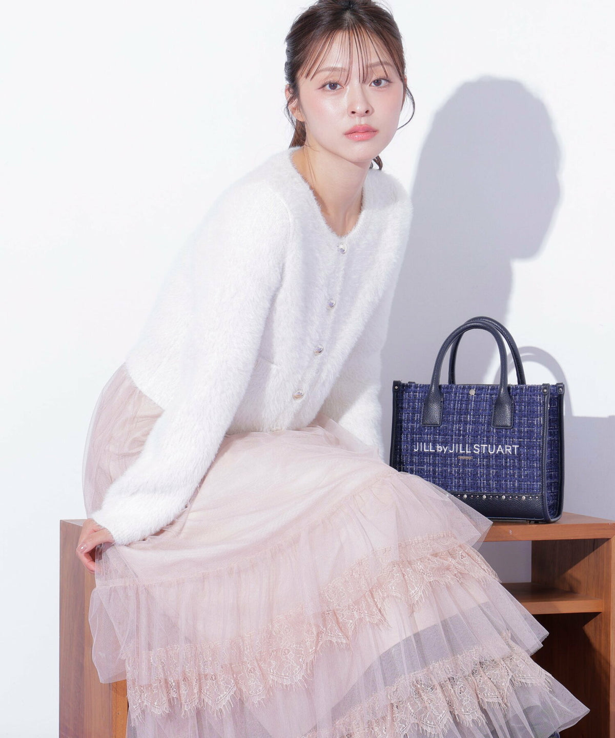 [預訂款] [請先向客服查詢日本庫存] JILL by JILL STUART- 精緻華麗閃耀水鑽撞色粗花呢雙肩帶托特包（全4色） SG0092