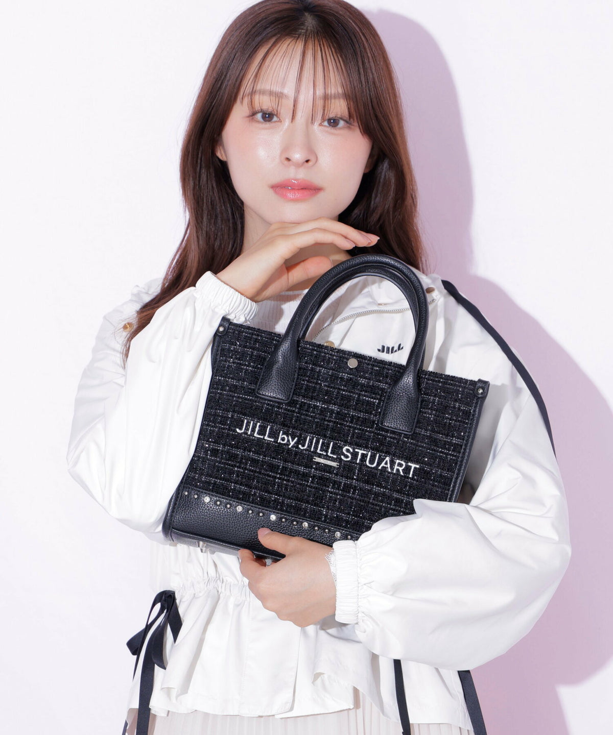 [預訂款] [請先向客服查詢日本庫存] JILL by JILL STUART- 精緻華麗閃耀水鑽撞色粗花呢雙肩帶托特包（全4色） SG0092