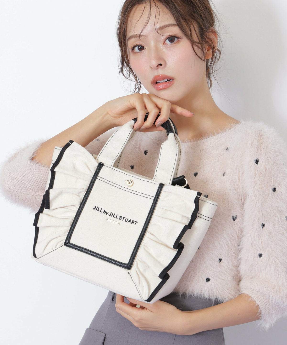 [預訂款] [請先向客服查詢日本庫存] JILL by JILL STUART- 立體框架結構大人感抓褶荷葉邊兩用手提包(小號)（全4色） SG0095