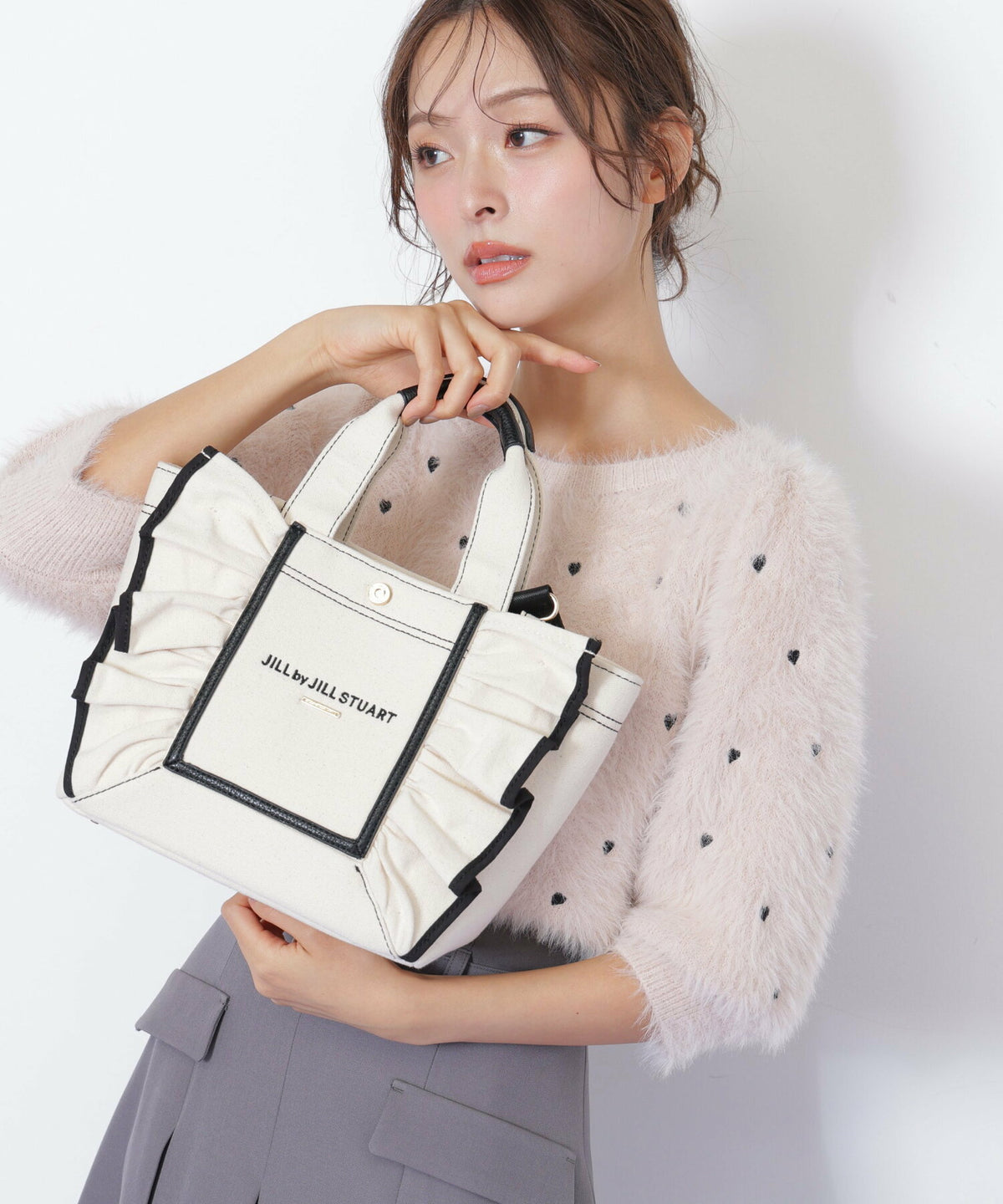 [預訂款] [請先向客服查詢日本庫存] JILL by JILL STUART- 立體框架結構大人感抓褶荷葉邊兩用手提包(小號)（全4色） SG0095