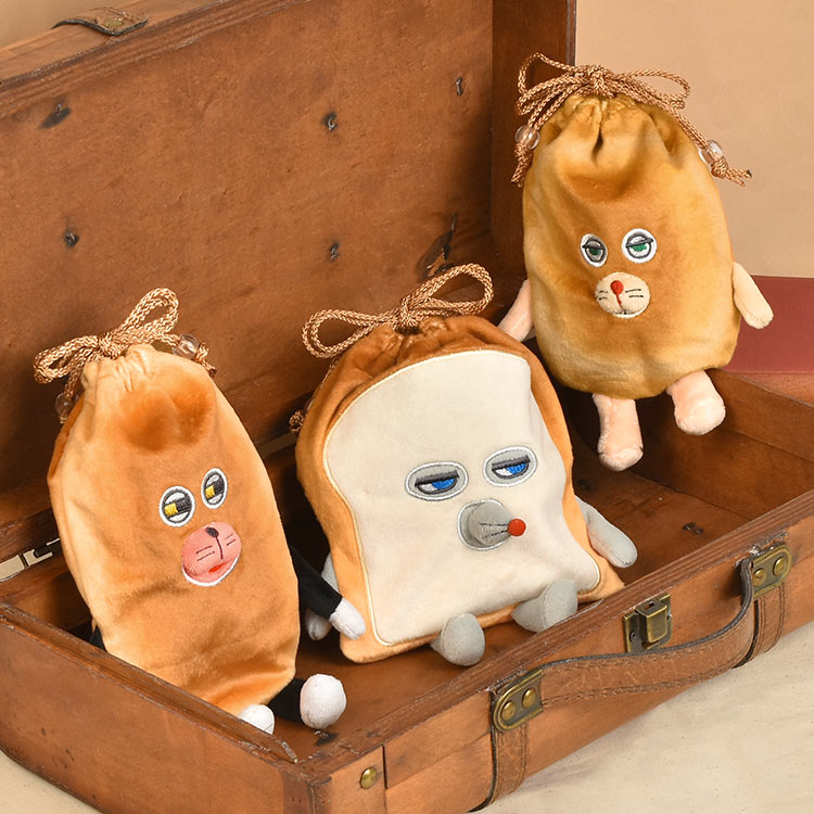 [現貨] パンどろぼう麵包小偷-假麵包小偷毛絨抽繩袋 SBB0144