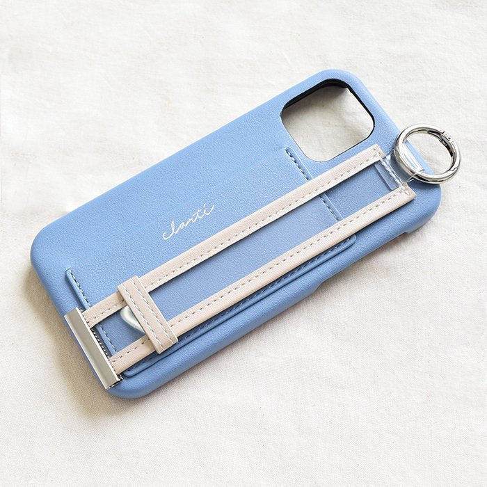 [Pre-order Item] Faux leather phone case with anti-slip wristband and card slot design, also suitable for hanging lanyard (2 styles available, compatible with iPhone 12/12 Pro and iPhone 13/13 Pro) SH0054