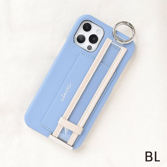 [Pre-order Item] Faux leather phone case with anti-slip wristband and card slot design, also suitable for hanging lanyard (2 styles available, compatible with iPhone 12/12 Pro and iPhone 13/13 Pro) SH0054