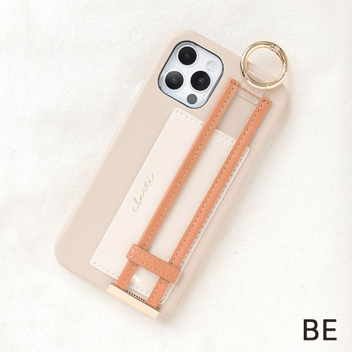 [Pre-order Item] Faux leather phone case with anti-slip wristband and card slot design, also suitable for hanging lanyard (2 styles available, compatible with iPhone 12/12 Pro and iPhone 13/13 Pro) SH0054