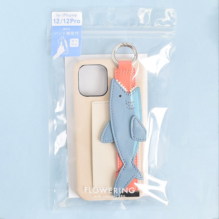 [Pre-order Item] Faux leather crocodile/shark pattern iPhone case with anti-slip wristband and clip design, also suitable for hanging rope (2 styles available, compatible with iPhone 12/12 Pro and iPhone 13/13 Pro) SH0046