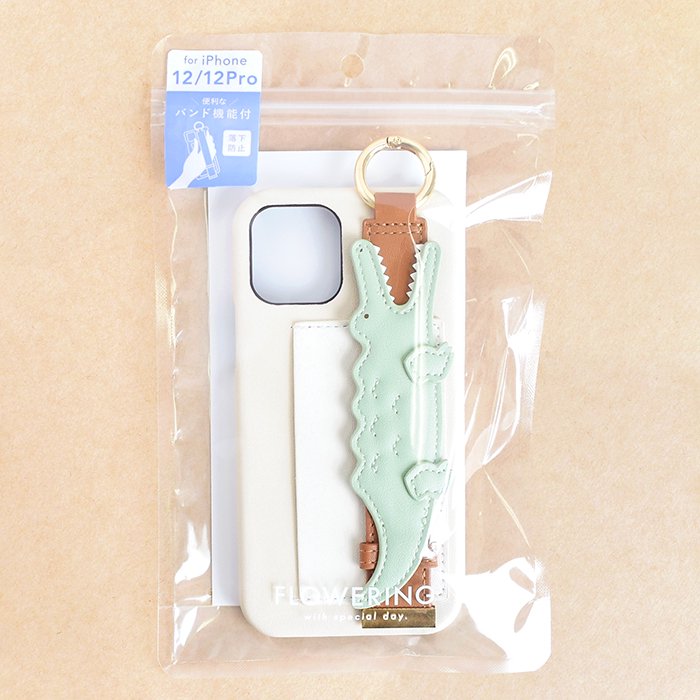 [Pre-order Item] Faux leather crocodile/shark pattern iPhone case with anti-slip wristband and clip design, also suitable for hanging rope (2 styles available, compatible with iPhone 12/12 Pro and iPhone 13/13 Pro) SH0046