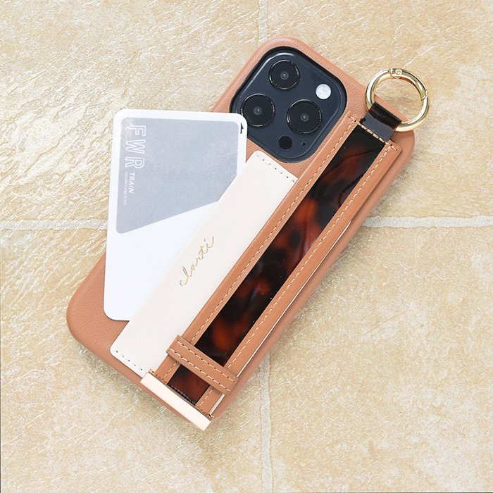 [Pre-order Item] Faux leather phone case with anti-slip wristband and card slot design, also suitable for hanging lanyard (2 styles available, compatible with iPhone 12/12 Pro and iPhone 13/13 Pro) SH0054