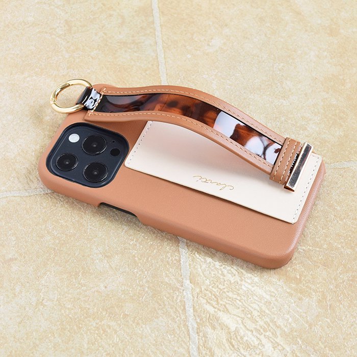 [Pre-order Item] Faux leather phone case with anti-slip wristband and card slot design, also suitable for hanging lanyard (2 styles available, compatible with iPhone 12/12 Pro and iPhone 13/13 Pro) SH0054