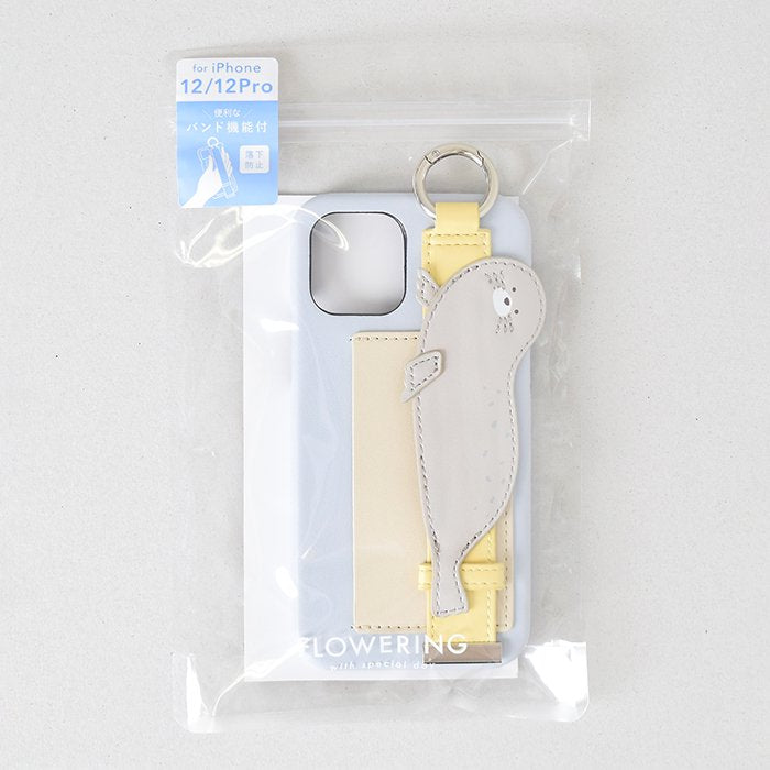 [Pre-order Item] Faux leather iPhone case with polar bear/seal design, featuring anti-slip wristband and clip slots, and can also be used with a lanyard (2 designs available, compatible with iPhone 12/12 Pro and iPhone 13/13 Pro) SH0051