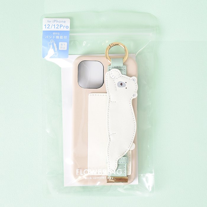 [Pre-order Item] Faux leather iPhone case with polar bear/seal design, featuring anti-slip wristband and clip slots, and can also be used with a lanyard (2 designs available, compatible with iPhone 12/12 Pro and iPhone 13/13 Pro) SH0051