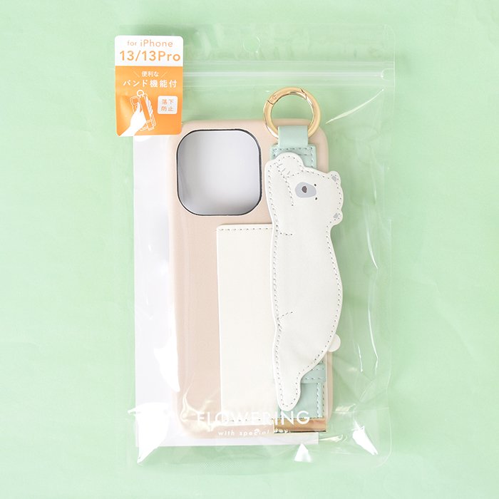 [Pre-order Item] Faux leather iPhone case with polar bear/seal design, featuring anti-slip wristband and clip slots, and can also be used with a lanyard (2 designs available, compatible with iPhone 12/12 Pro and iPhone 13/13 Pro) SH0051