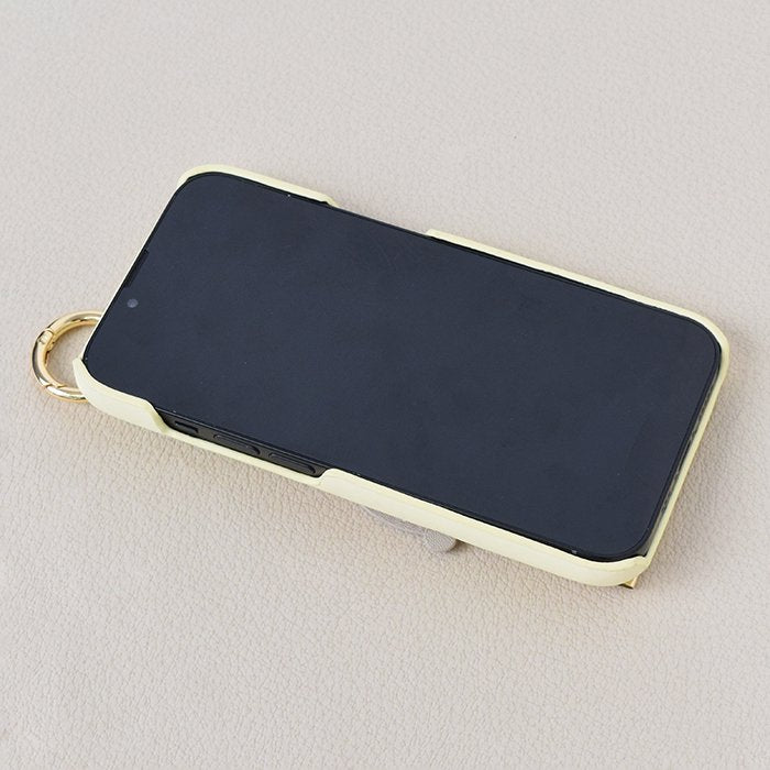 [Pre-order Item] Faux leather iPhone case with black bear/rabbit design, featuring anti-slip wristband and clip slots, and can also be used with a lanyard (2 designs available, compatible with iPhone 13/13 Pro) SH0092 