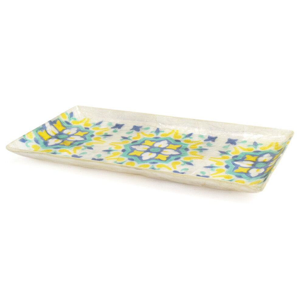 [In Stock] 100% Handmade ✦Capiz Shell Series ✦Blue-Green Pattern Rectangular Small Dish SH0029