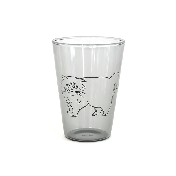[現貨] 松尾ミユキ 黑色半透明貓咪耐熱玻璃杯 200ml  SAM0005